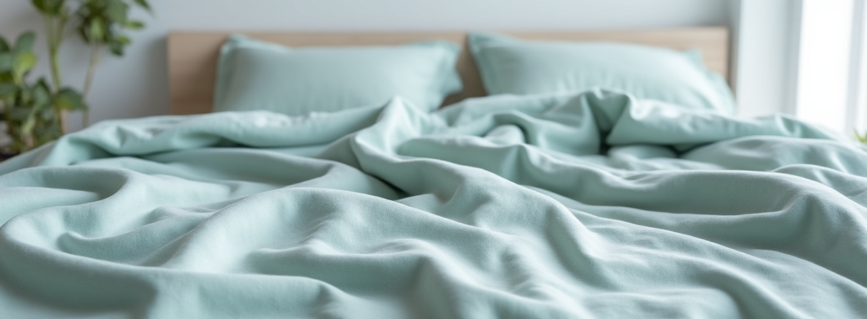 Leichte Lyocell-Bettdecke über einem Bett drapiert